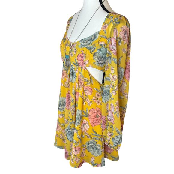 Go-Go Girl Floral Mini Dress Womens Boho Cottagecore Romantic NWT Festival Fall - Picture 3 of 9